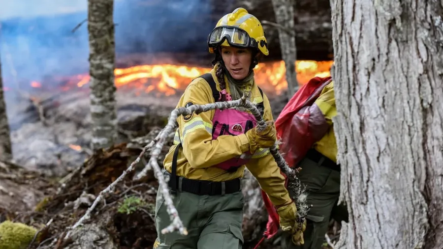 Los brigadistas luchan contra un nuevo incendio en Bariloche.