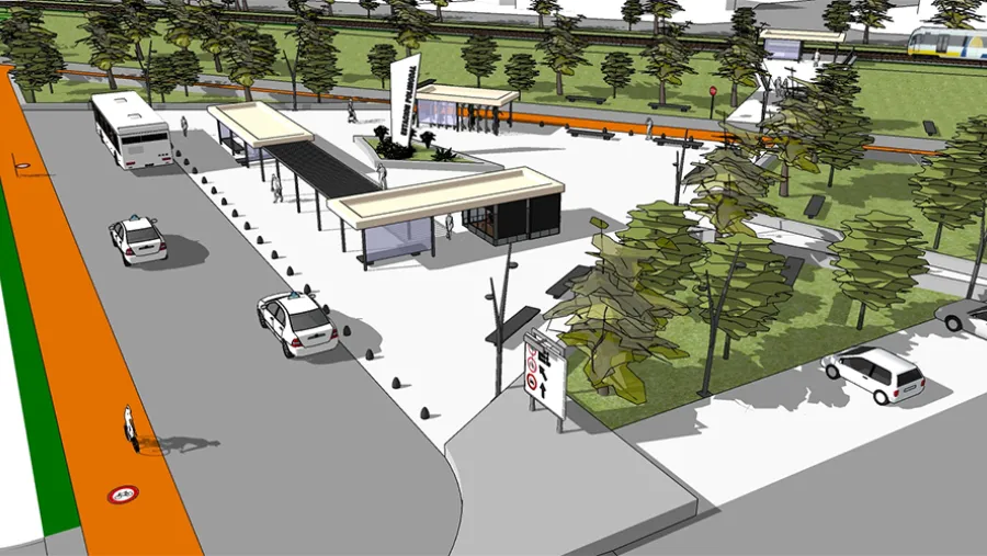 Maqueta del proyecto que plantea una estación polimodal con espacios verdes para el área Metropolitana de Paraná. Maqueta del proyecto que plantea una estación polimodal con espacios verdes para el área Metropolitana de Paraná.