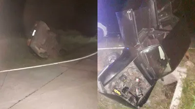 auto volcado alcantarilla Aldea San Antonio