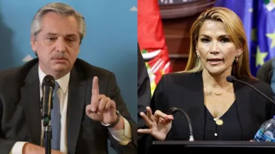 Alberto Fernández y Jeanine Áñez