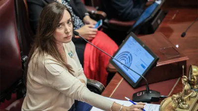 Imagen de archivo de Victoria Villarruel, presidenta de la Cámara de Senadores, donde se podrían introducir modificaciones a la Ley Ómnibus y al paquete fiscal.